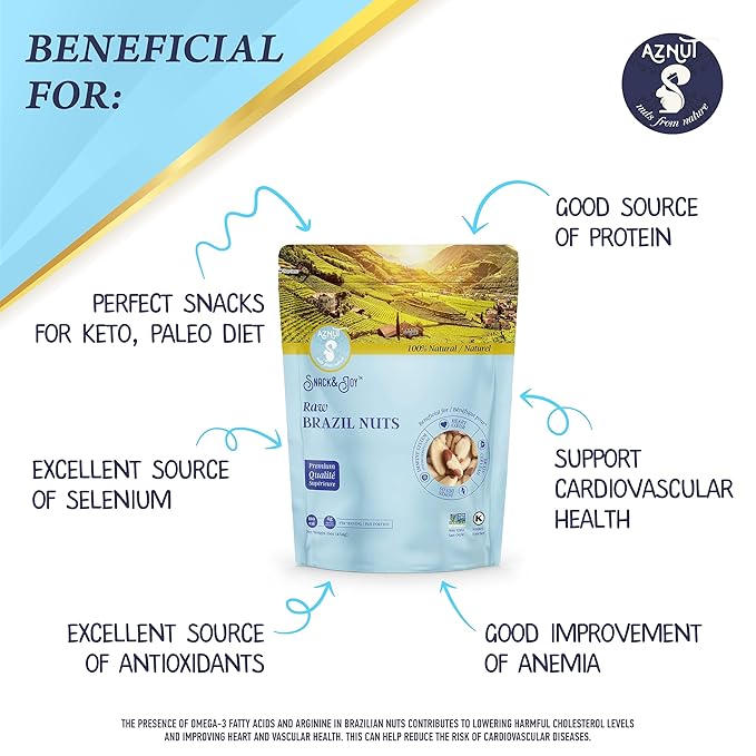 Aznut Brazil Nuts, Superior to Natural and Raw Shelled, No PPO, Vegan and Keto Friendly, Gluten