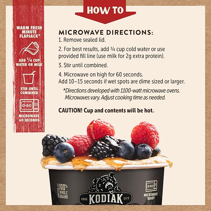 Kodiak Cakes Instant Pancake & Flapjack Cups, Buttermilk & Maple, High Protein, 100% Whole Grains