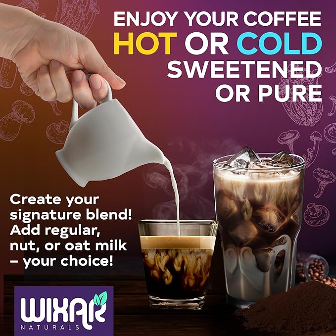 WIXAR Superfood Mushroom Coffee - Instant Coffee Powder, Ten Superfood Extracts with Lion's Mane