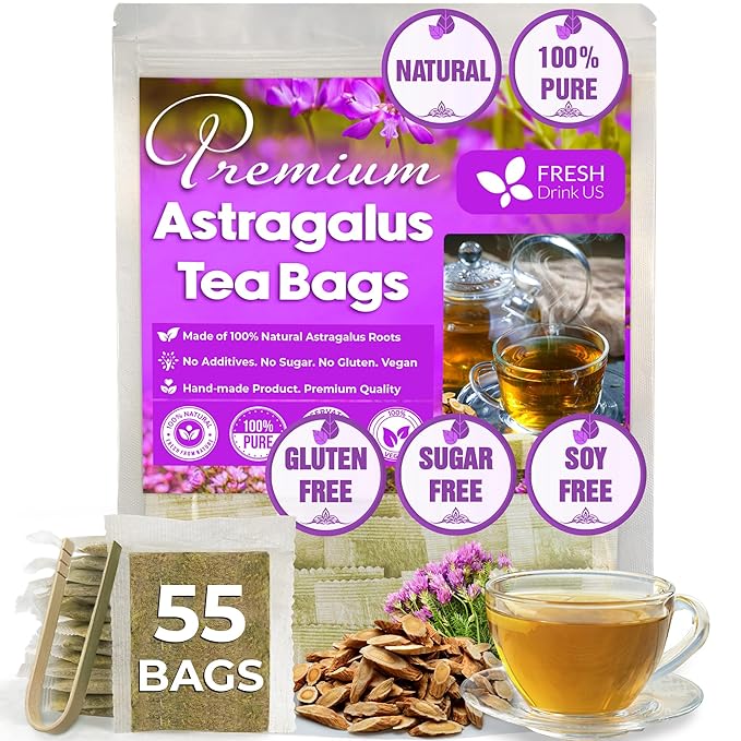 FreshDrinkUS Premium 55 Astragalus Root Tea Bags, 100% Natural & Pure. Astragalus Root Herbal Tea.