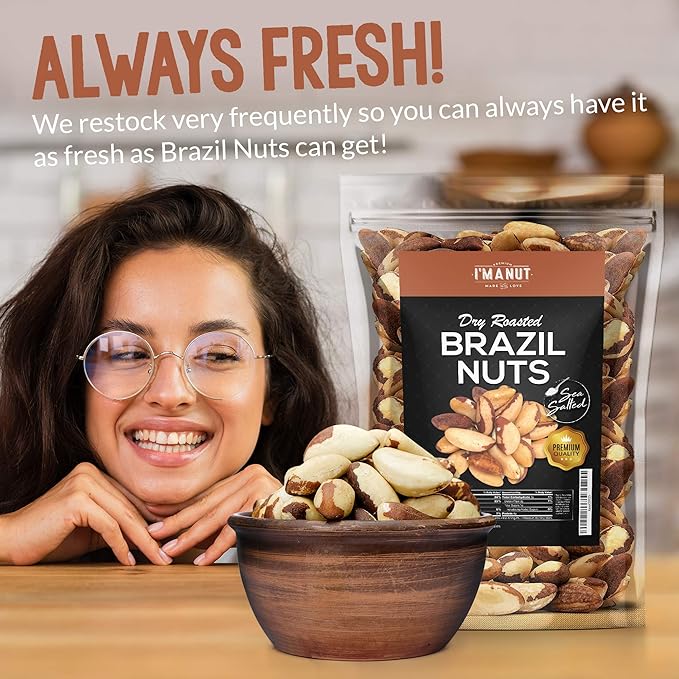 I’m A Nut Brazil Nuts, Dry Roasted, 48oz (3 lb) | No oil | No Herbicides Or Pesticides | Batch