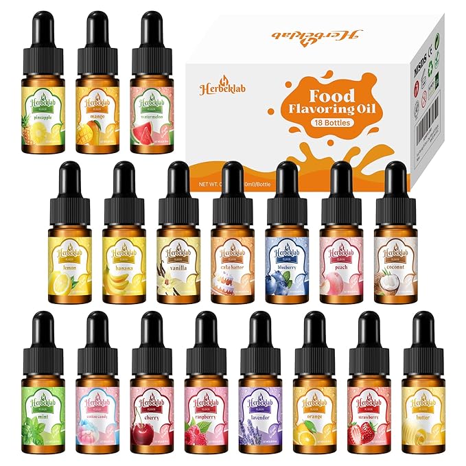 Food Flavoring Oil - Candy Flavoring for Candy Making 18 x 0.35 Fl Oz Extracts and Flavorings for