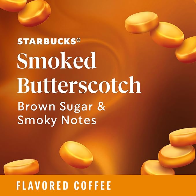 Starbucks K-Cup Coffee Pods, Smoked Butterscotch Flavored for Keurig Makers, 100% Arabica, Limited