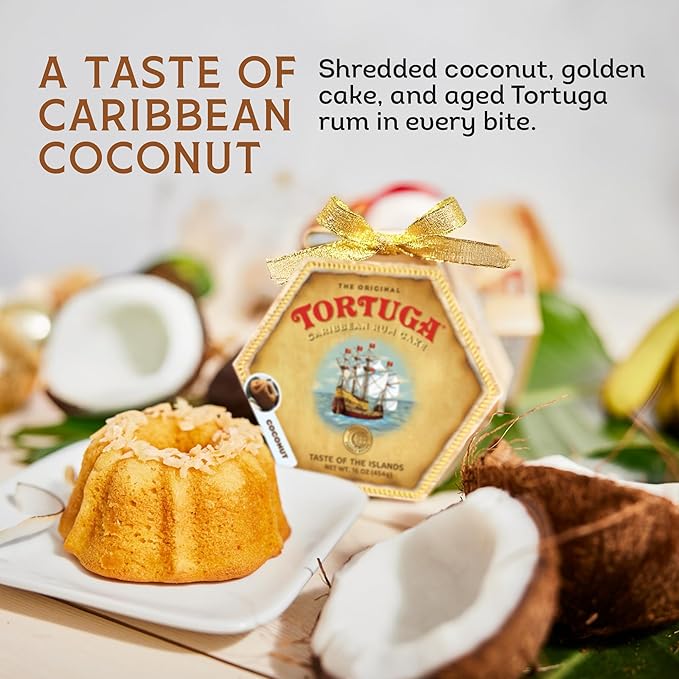 TORTUGA Caribbean Coconut Rum Cake - 32 oz Rum Cake - The Perfect Premium Gourmet Gift for Gift