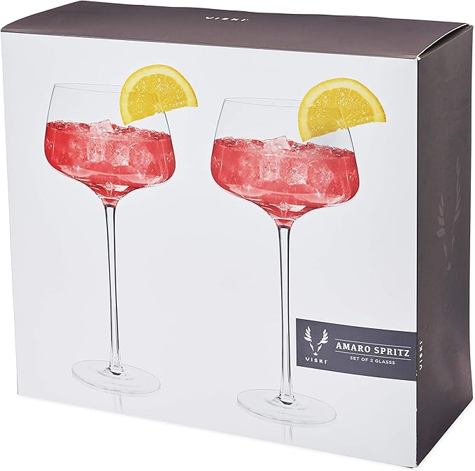 Viski Angled Stemmed Cocktail Glasses for Aperol Spritz, Campari Spritz, Tonic, Classic Cocktails