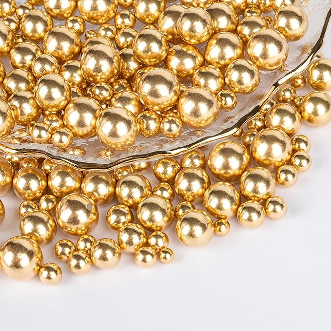 Gold Pearl Sprinkles,Candy Pearls for Baking,Sprinkle Mix Size,Edible Sugar Cake