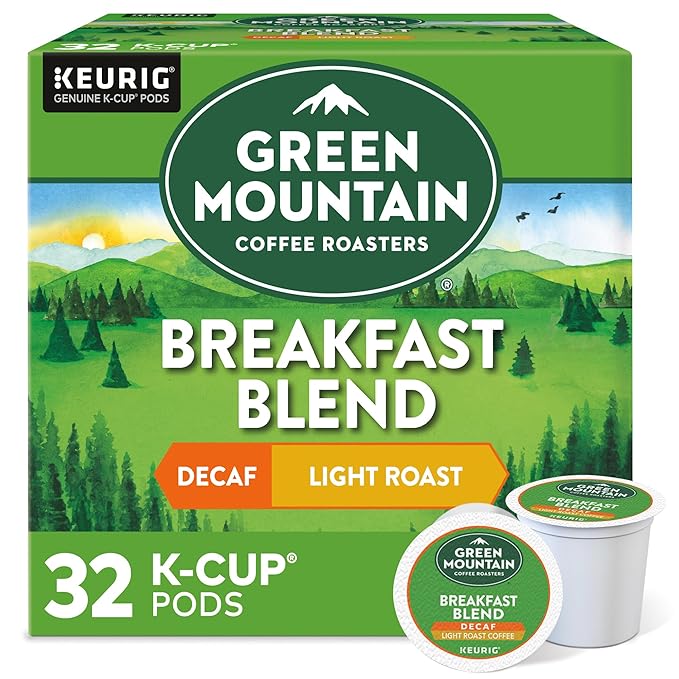 Green Mountain Coffee Roasters Decaf Breakfast Blend , Single-Serve Keurig K-Cup Pods, Light Roast