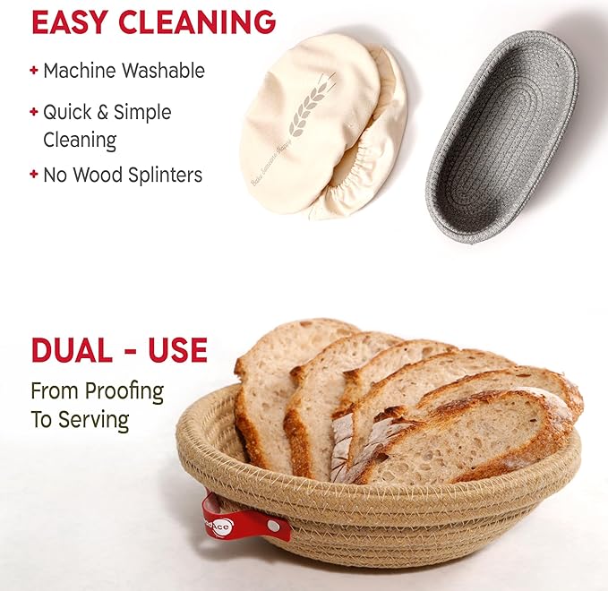 Sourdough Starter Kit ??24oz Starter Jar, 2 Cotton Rope Banneton Proofing Baskets, Magnetic Bread