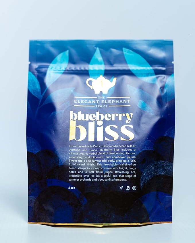 Blueberry Bliss Tea, Organic Loose Leaf Herbal Tea – Real Fruit, Summer Juice, Caffeine-Free