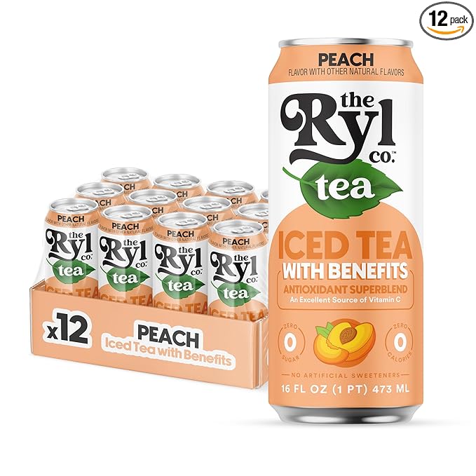 Ryl Iced Tea, Peach, Antioxidant Superblend, Zero Sugar, Low Carb, Zero Calorie Iced Tea, 16.0 Fl