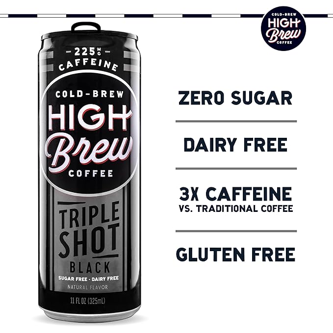 High Brew Coffee | Lightly Sweetened Cold Brew Iced Coffee with Pure Cane Sugar – 225 mg Natural