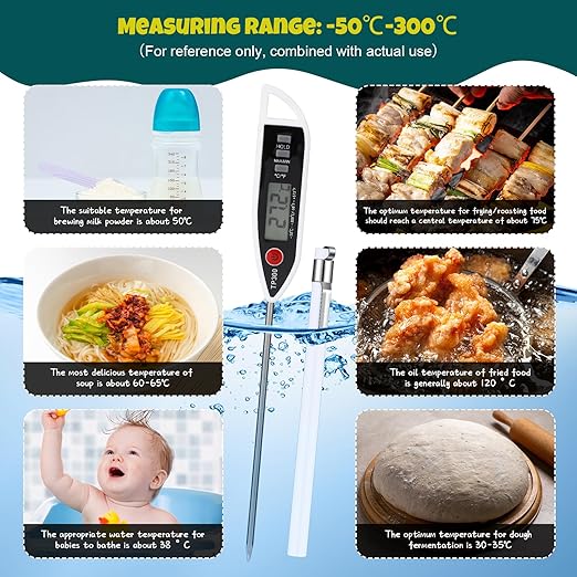 6 Set Waterproof Food Thermometer for Water, Liquid, Candle and Cooking Digital Meat Thermometer