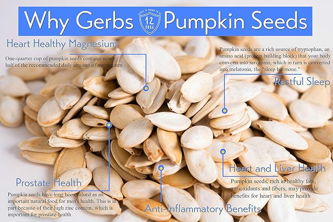 Gerbs Lightly Sea Salted Whole Pumpkin Seeds 1 lb. | Small Batch Roasted, In-Shell, 10.5 mm Size