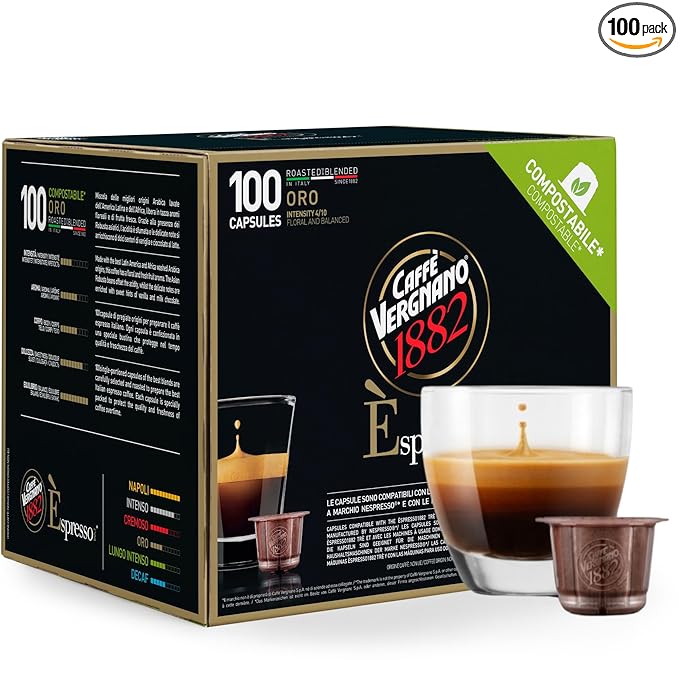 Caffe' Vergnano 1882 Medium Roast Espresso Original Line Machine Compatible Capsules, Arabica