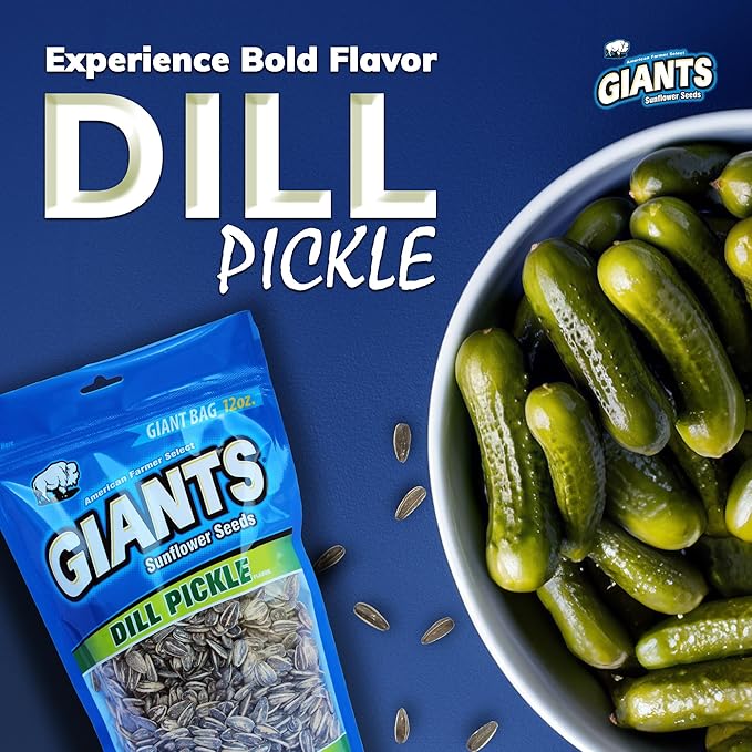 GIANTS Dill Pickle Sunflower Seeds - Sunflower Seeds Bulk, Big Sunflower Seeds to Eat, Roasted &
