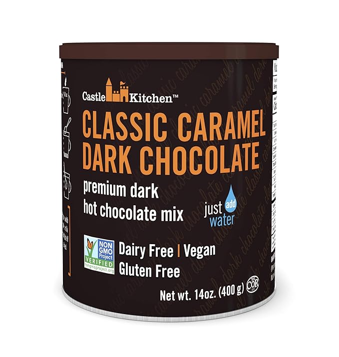 Castle Kitchen Caramel Dark Hot Chocolate - Premium Plant Based, Dairy Free, Gluten-Free, Vegan Hot