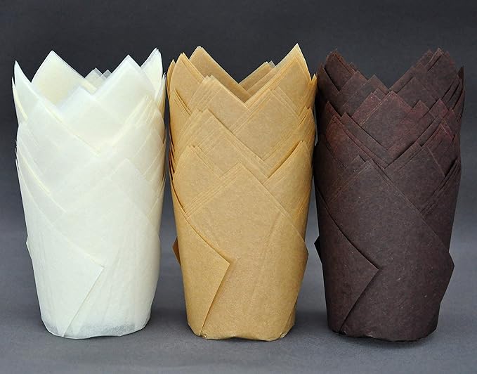 Large Greaseproof paper Wrappers Muffin Baking cupcake cups liners, 2-1/4" x 4" Natural,Brown,White