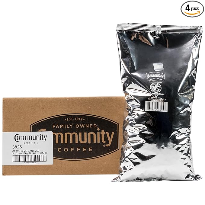 Community Coffee Private Reserve Brazil Santos Bourbon Whole Bean Coffee, Medium-Dark Roast, 32