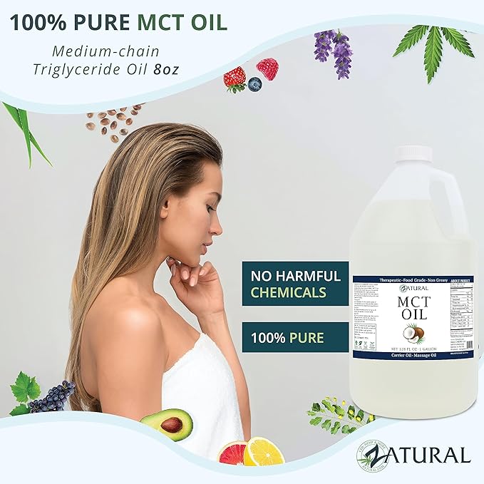 MCT Oil, Certified Food and Therapeutic Grade, Carrier Oil, Massage Oil, Hydrating Oil, Hair Oil, 0