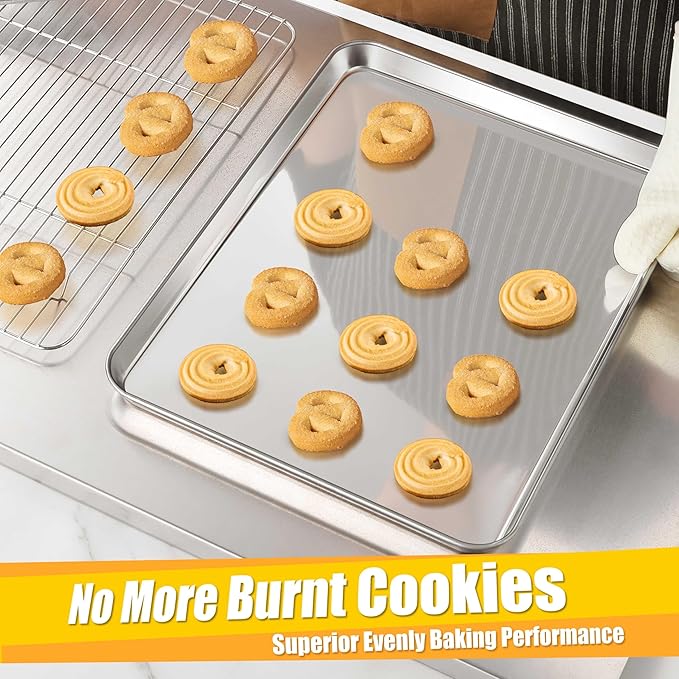 Homikit 1 Pack Baking Sheet Pan, 16” x 12” Stainless Steel Cookie Pan Tray Set for Oven, Metal