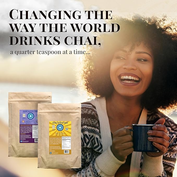 Blue Lotus Chai - Rooibos Masala Chai - Makes 530 Cups - 1 Pound Bulk Bag Masala Spiced Chai Powder