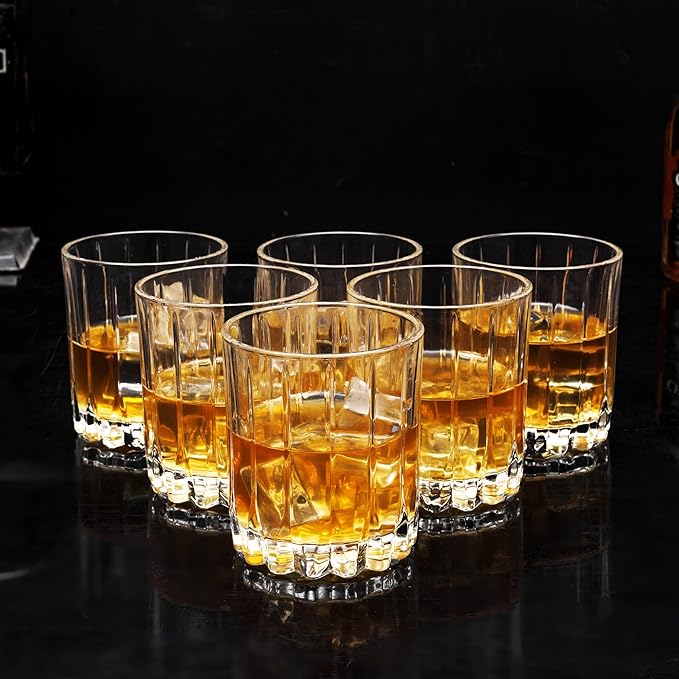 KANARS Crystal Whiskey Glasses Set of 6-10 Oz Rock Glasses in Elegant Gift Box - Bourbon Glass