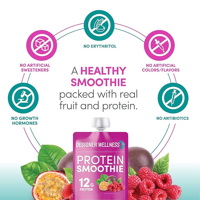 Designer Wellness Protein Smoothie, Real Fruit, 12g Protein, Low Carb, Zero Added Sugar