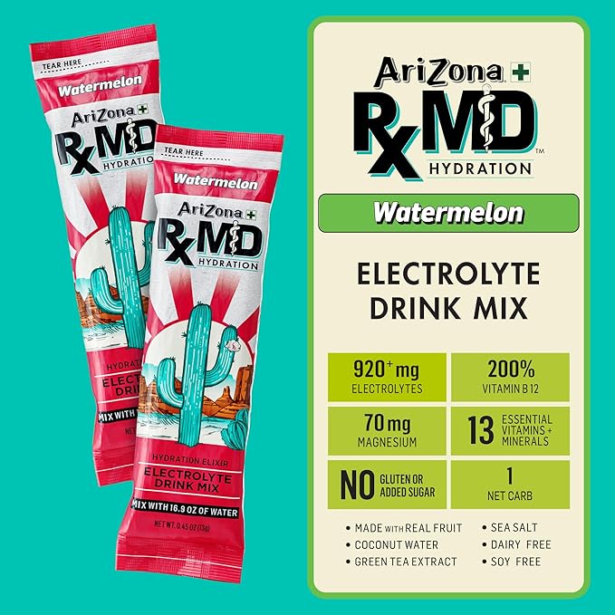 Arizona Rx MD Hydration Watermelon - Drink Mix - 920mg of Electrolytes - 0.45 oz Powder Sticks