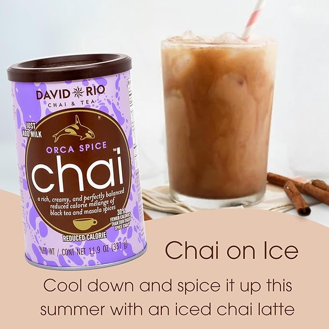 Orca Spice Reduced Calorie Chai Tea Latte Mix, 47.6 Oz, Black Tea, Organic Spices, Sugar Free