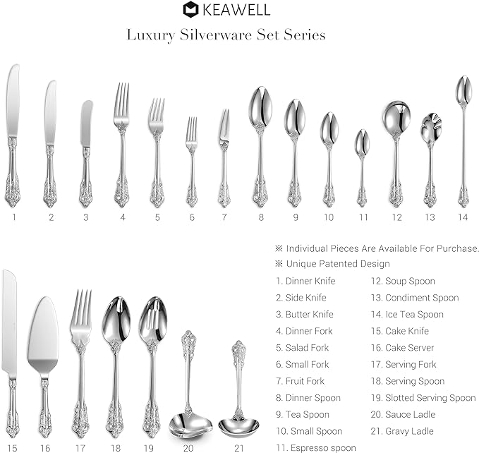 KEAWELL 2-Piece Gorgeous Large Serving Spoon, 18/10 Stainless Steel, Fine Large Serving Spoon
