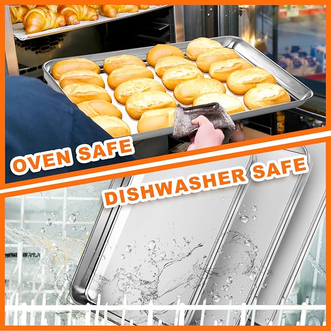CEKEE Baking Sheet Set of 12, Stainless Steel 16 Inche Cookie Sheets for Baking, Baking Sheet Pan