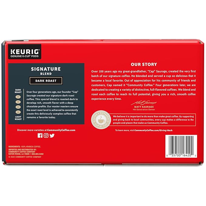 Community Coffee Signature Blend 72 Count Coffee Pods, Dark Roast, Compatible with Keurig 2.0 K-Cup