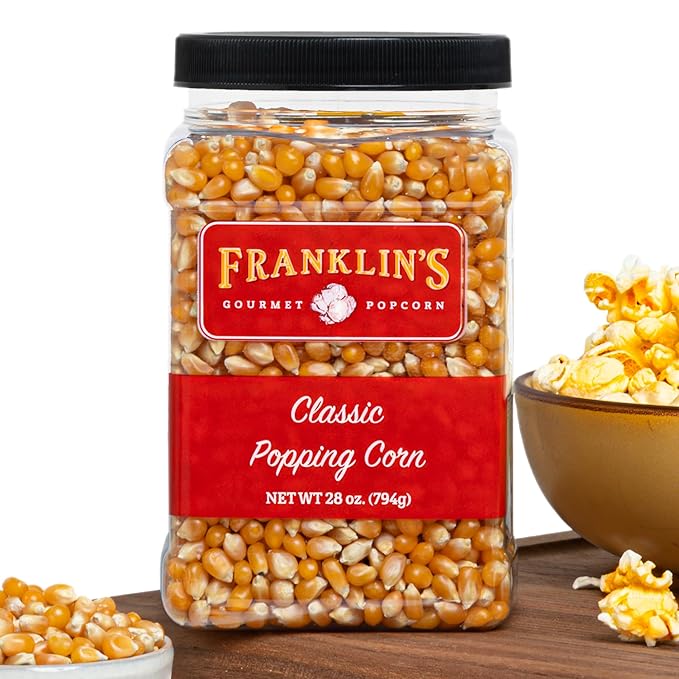 Franklin?셲 Gourmet Popcorn 28oz Tub Classic Popcorn Kernels for Popping - Made in USA, Non-GMO &