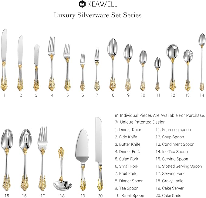 KEAWELL Gorgeous Round Soup Spoon, Set of 4, 18/10 Stainless Steel, Luxury Bouillon Spoon