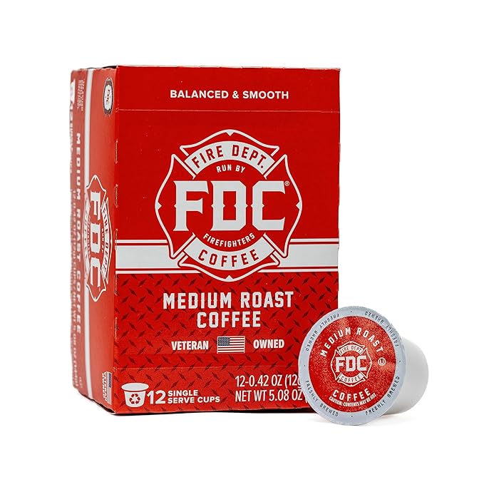 Fire Department Coffee - Gives Back to Firefighters - Original Medium Roast Coffee Pods - Balanced