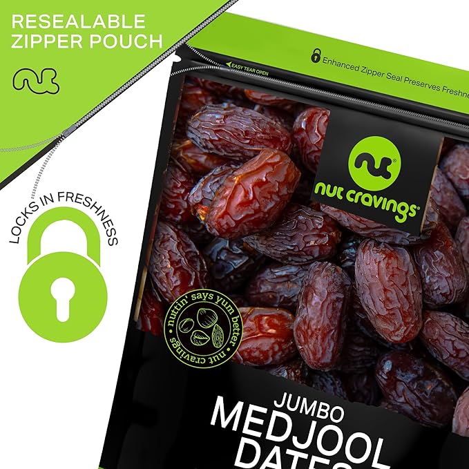 NUT CRAVINGS - Sun Dried Jumbo Medjool Dates, No Sugar Added, Unsulphured (80oz, 5 LB) Bulk Dry