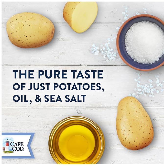 Cape Cod Potato Chips, Original Less Fat Kettle Cooked Chips, Snack Bags, Reduced Fat Original