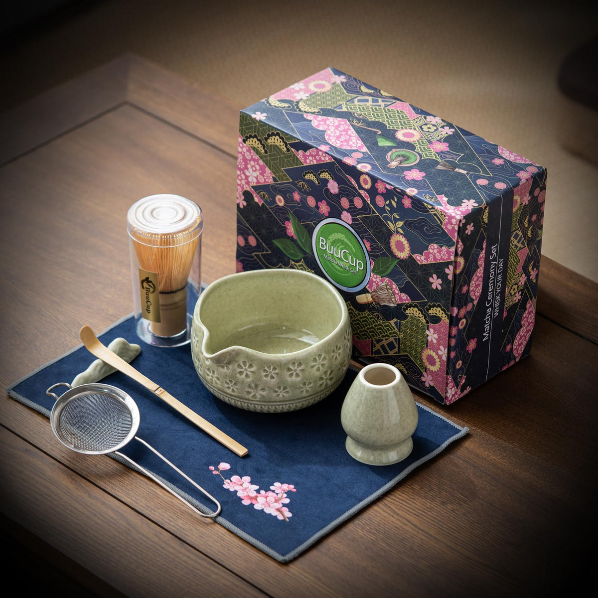 Buucup Matcha Whisk Set, Ceramic Matcha Kit Set with Bowl & Tools, Green