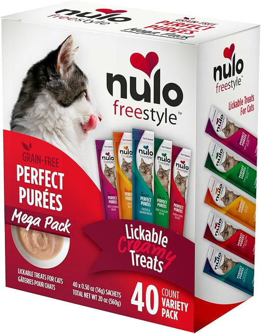 Nulo Freestyle Grain-Free Perfect Purees Premium Wet Cat Treats, Squeezable Meal Topper for