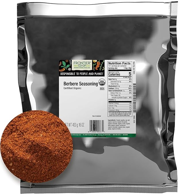 Frontier Co-op Berbere Seasoning, 1lb Bulk Bag, Organic & Natural Berbere Spice Blend - Premium