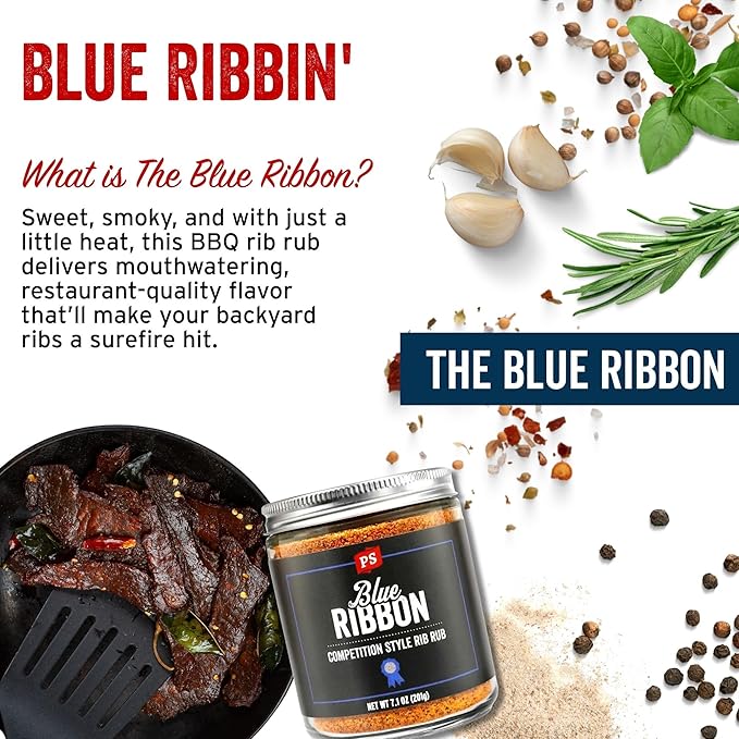 PS Seasoning Blue Ribbon Rib Rub - Sweet and Smoky Competition Style BBQ Seasoning for Smoking and
