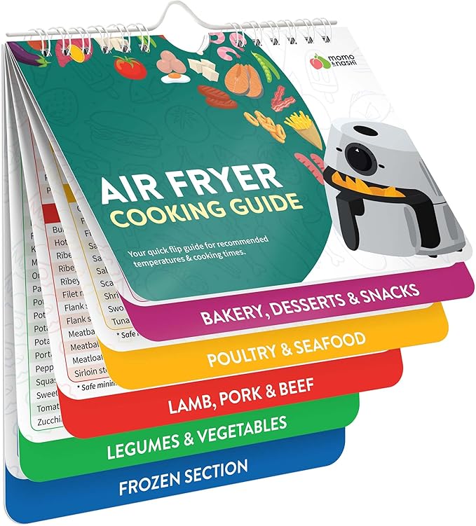 Air Fryer Cheat Sheet Magnets Cooking Guide Booklet - Air Fryer Cookbooks - Air Fryer Liners - Air