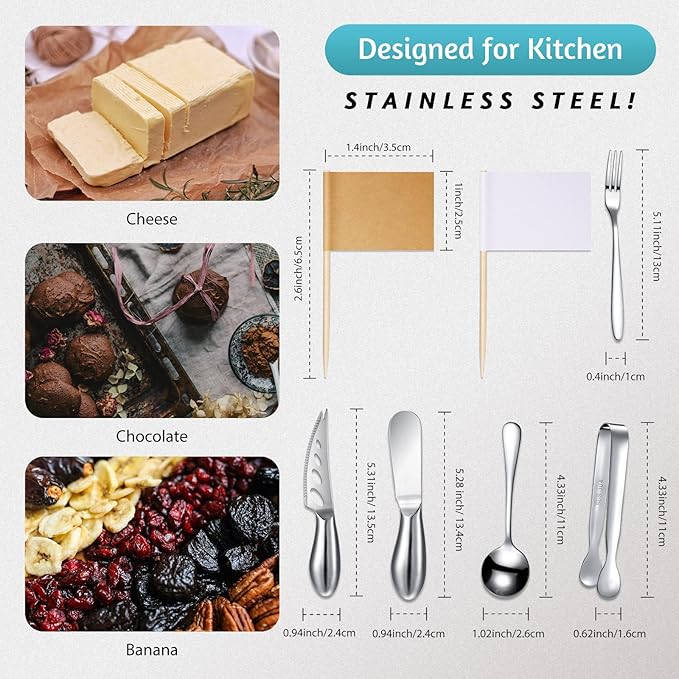 Patelai Charcuterie Board Accessories Cheese Spreader Knife Set Charcuterie Utensils Butter Knife
