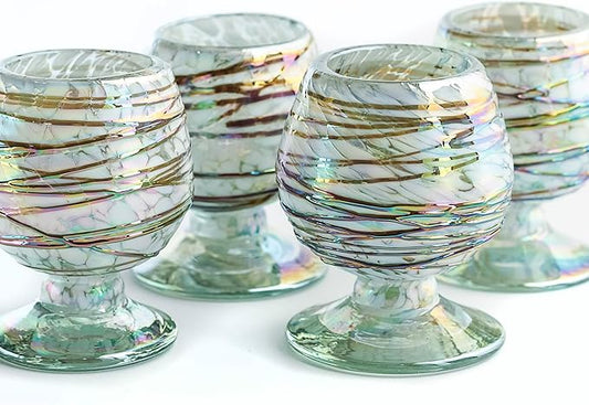 Authentic Mexican Tequila Hand Blown Shot Glasses - Set of 4-2 oz - Mini Glass Snifters - Heavy