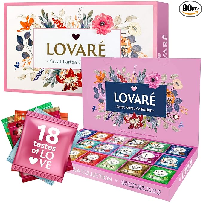 LOVARE Tea Bags Variety Pack - Made in Ukraine - Black and Green, Floral Berry, Mixed Blend, Herbal