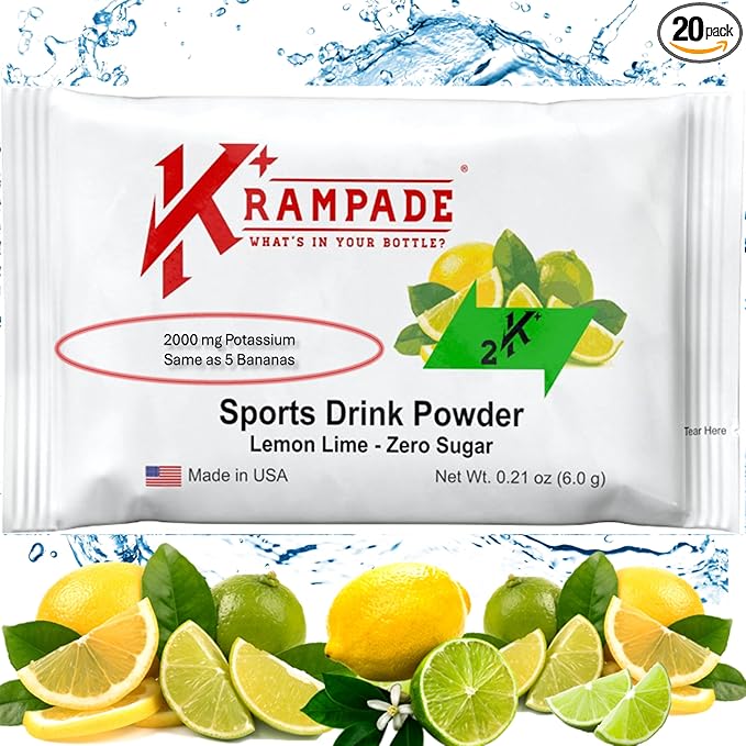 Electrolytes Powder Potassium Supplement - 2000 mg K+, >2X More Than Coconut Water | Cramp Relief