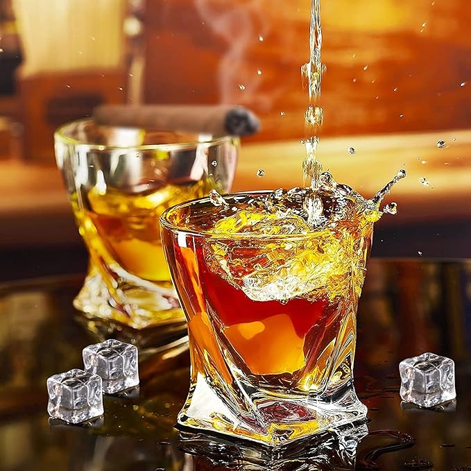 Old Fashioned Whiskey Glasses 10 OZ Rocks Glasses Set of 6, Gift Box - Barware For Bourbon, Scotch