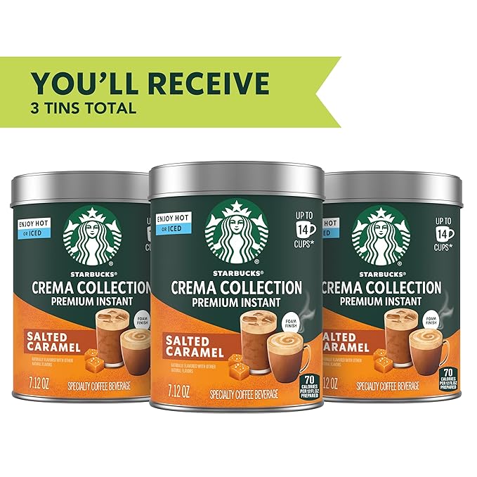 Starbucks Crema Collection Premium Instant Salted Caramel Flavored Instant Coffee, 100% Arabica
