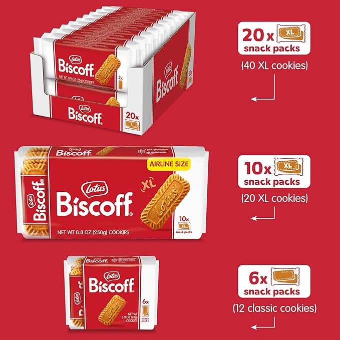 Lotus Biscoff Airplane Cookies, Caramelized Biscuit Cookies, Two-Pack (80 Count), Vegan