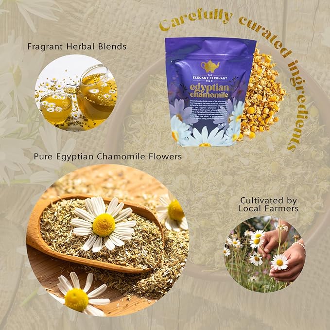 Egyptian Chamomile Tea, Organic Loose Leaf Herbal Tea – Cozy, Calming – Supports Stress Relief